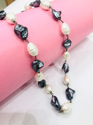 Grey White Pearl Necklace